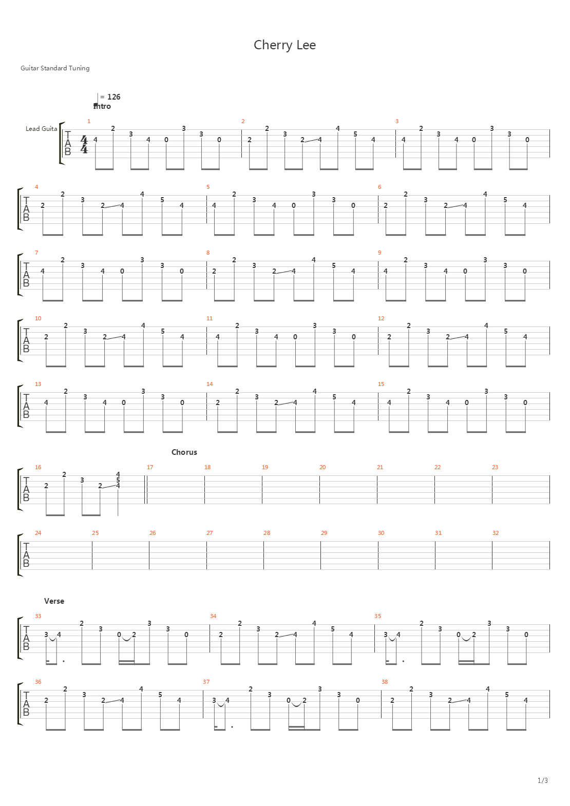 Cherry Lee吉他谱