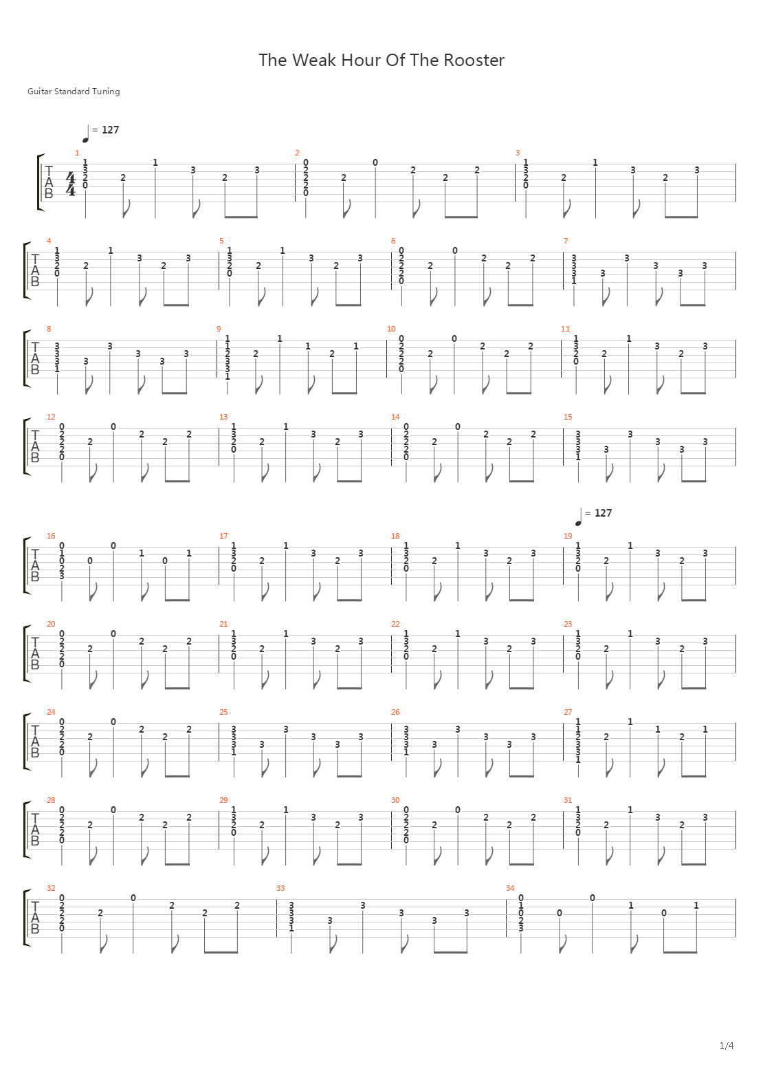 The Weak Hour Of The Rooster吉他谱