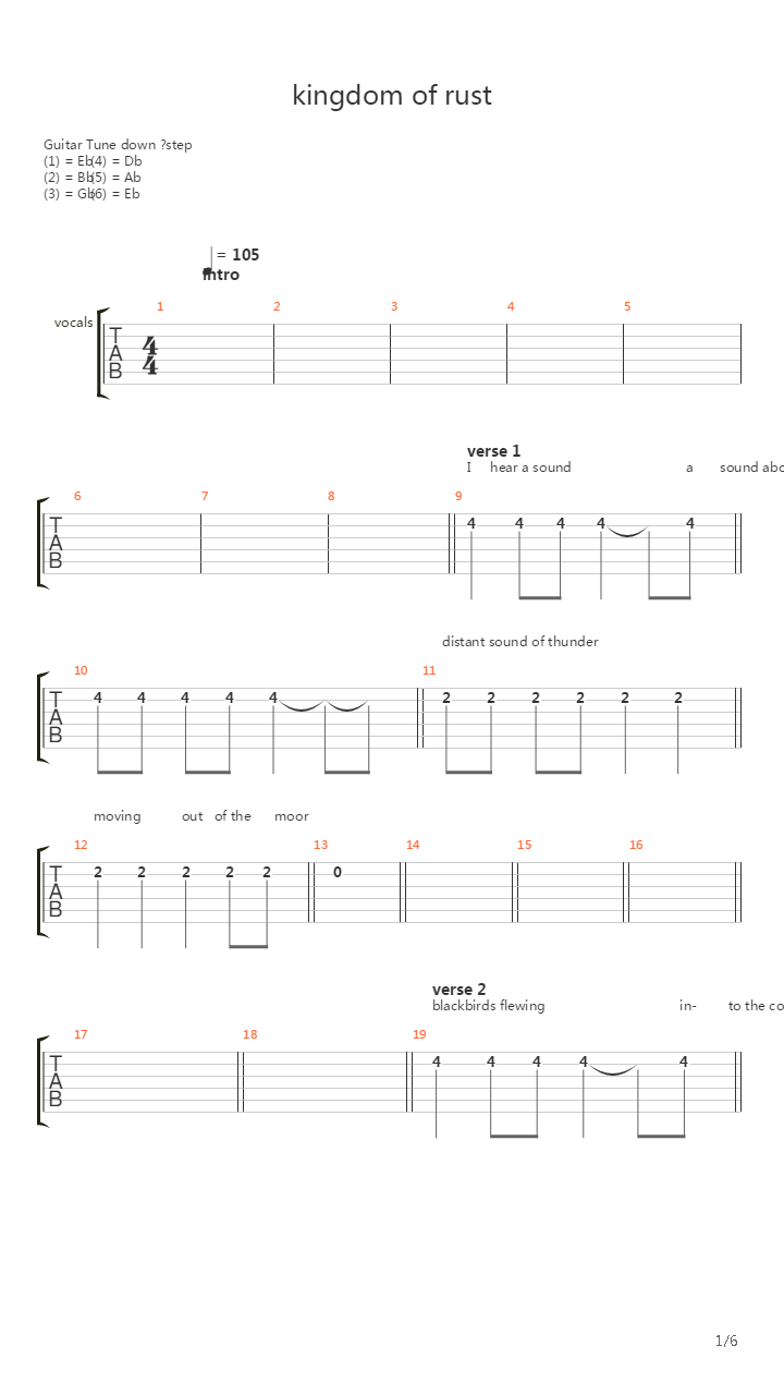 Kingdom Of Rust吉他谱