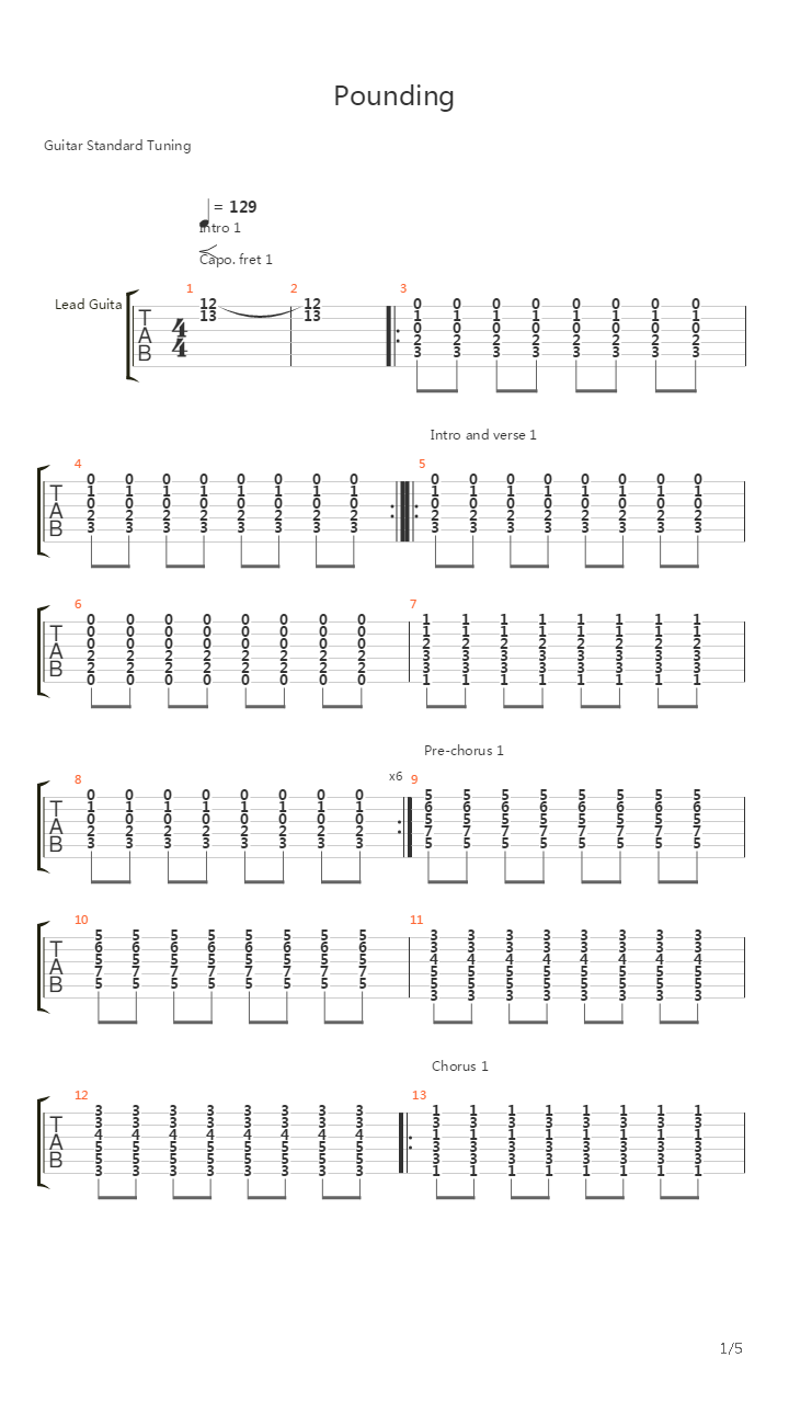 Pounding吉他谱