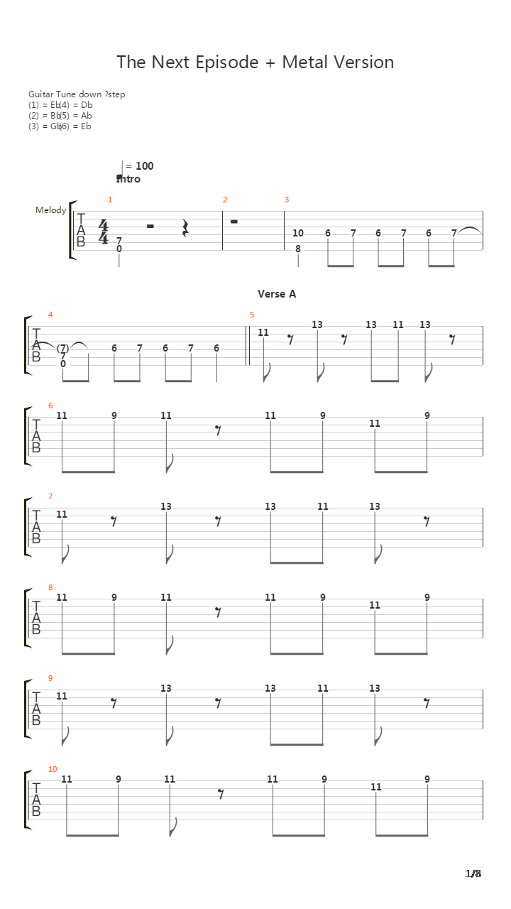 The Next Episode吉他谱