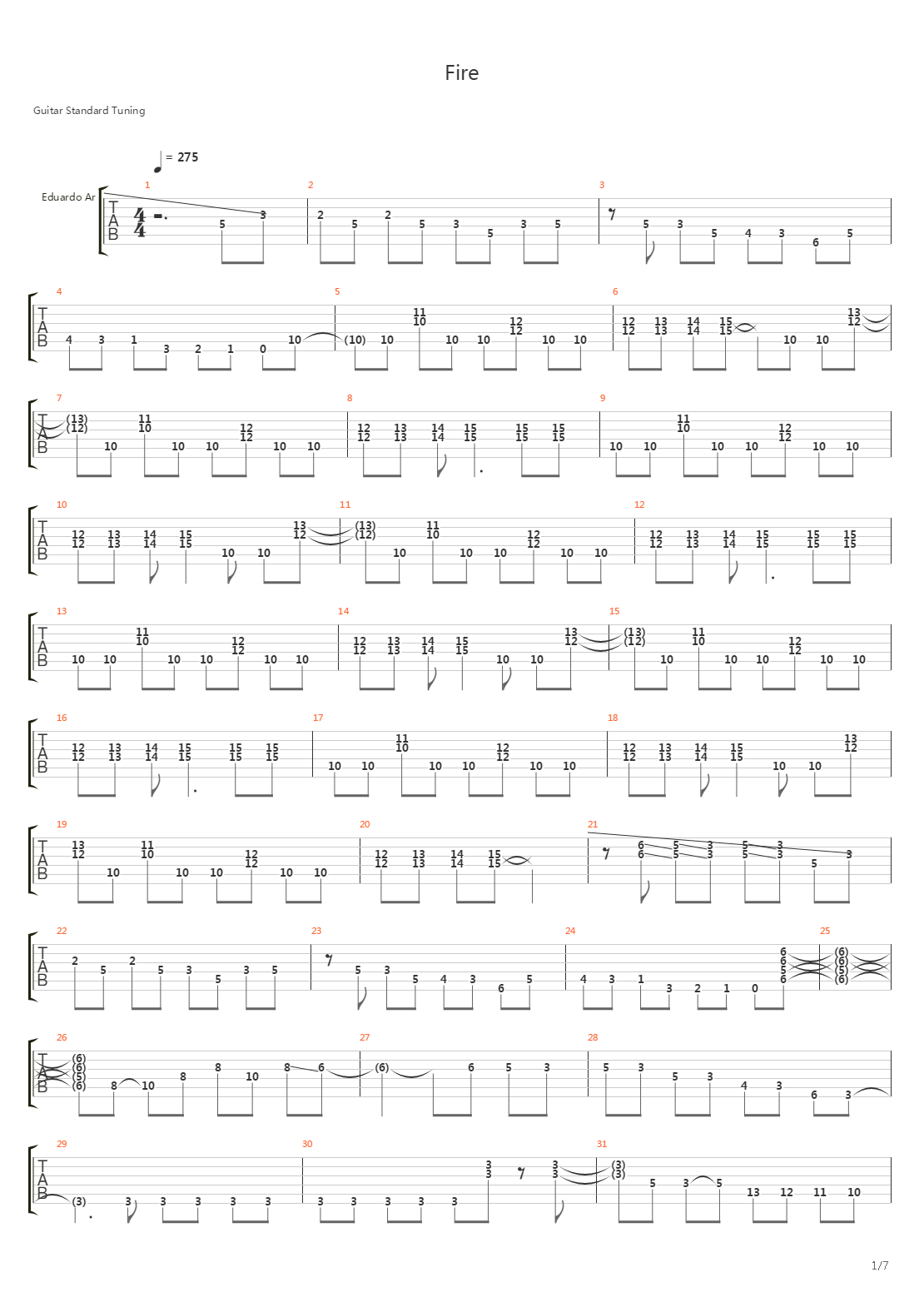 Fire吉他谱