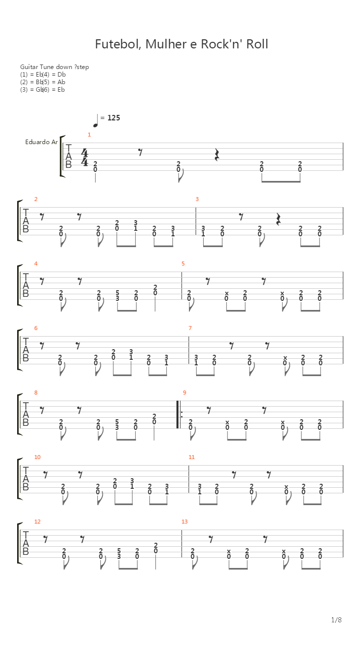 Futebol Mulher E Rock N Roll吉他谱