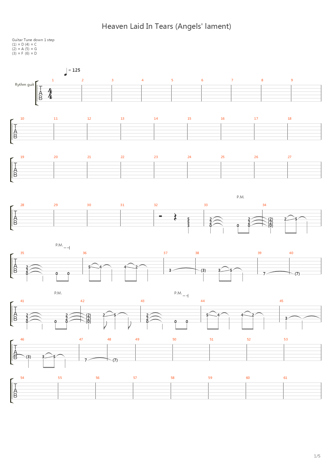 Heaven Laid In Tears Angels Lament吉他谱