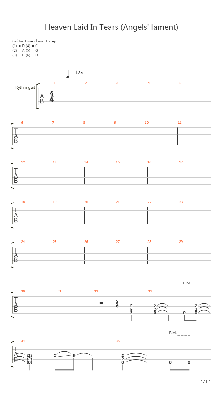 Heaven Laid In Tears Angels Lament吉他谱