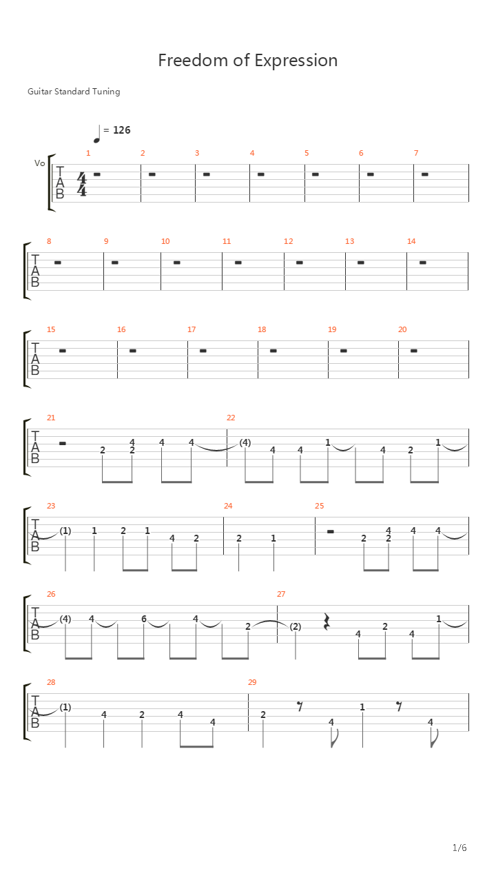 Freedom Of Expression吉他谱