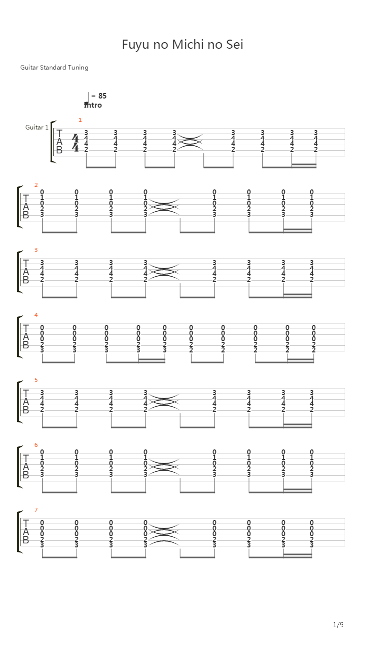 Fuyu No Michi No Sei吉他谱