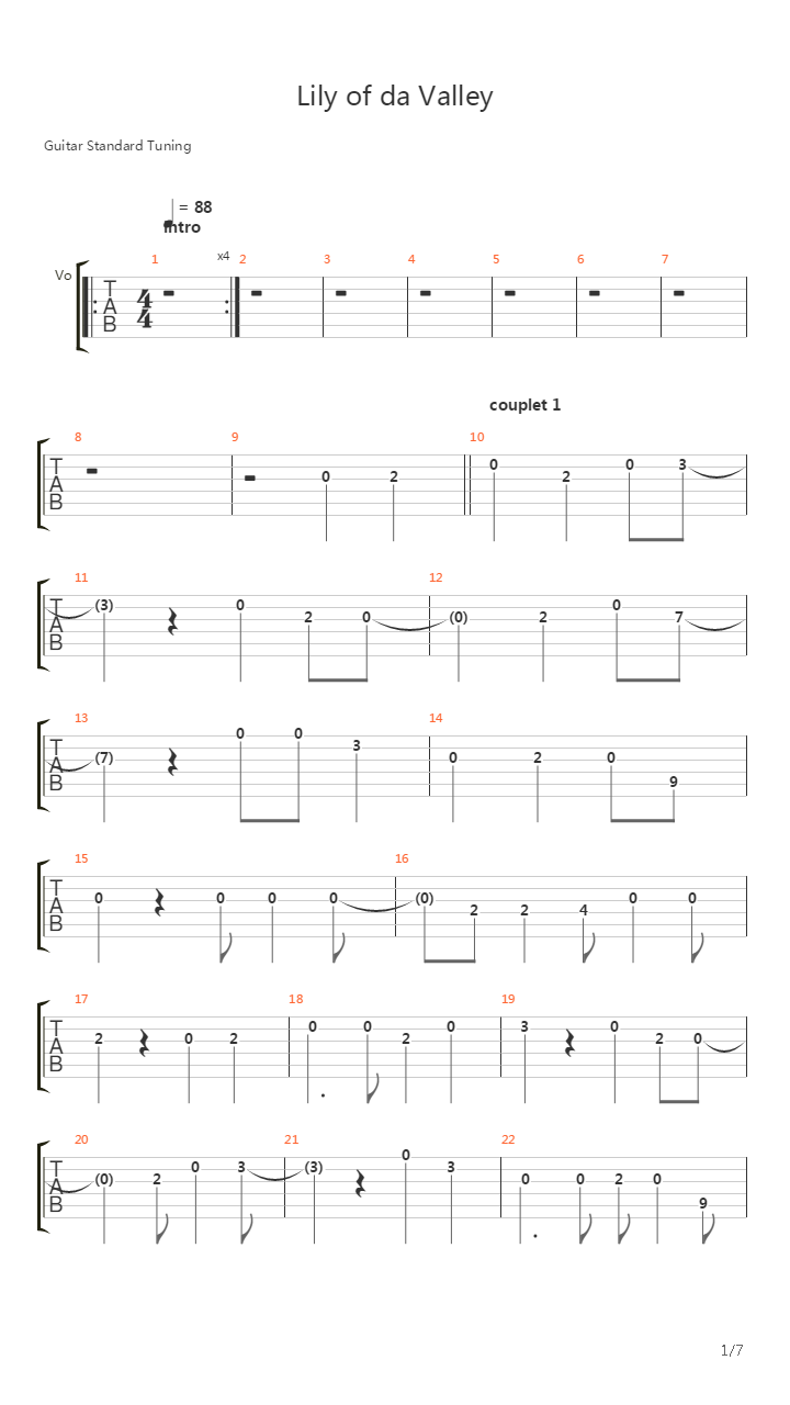 Lily Of Da Valley吉他谱