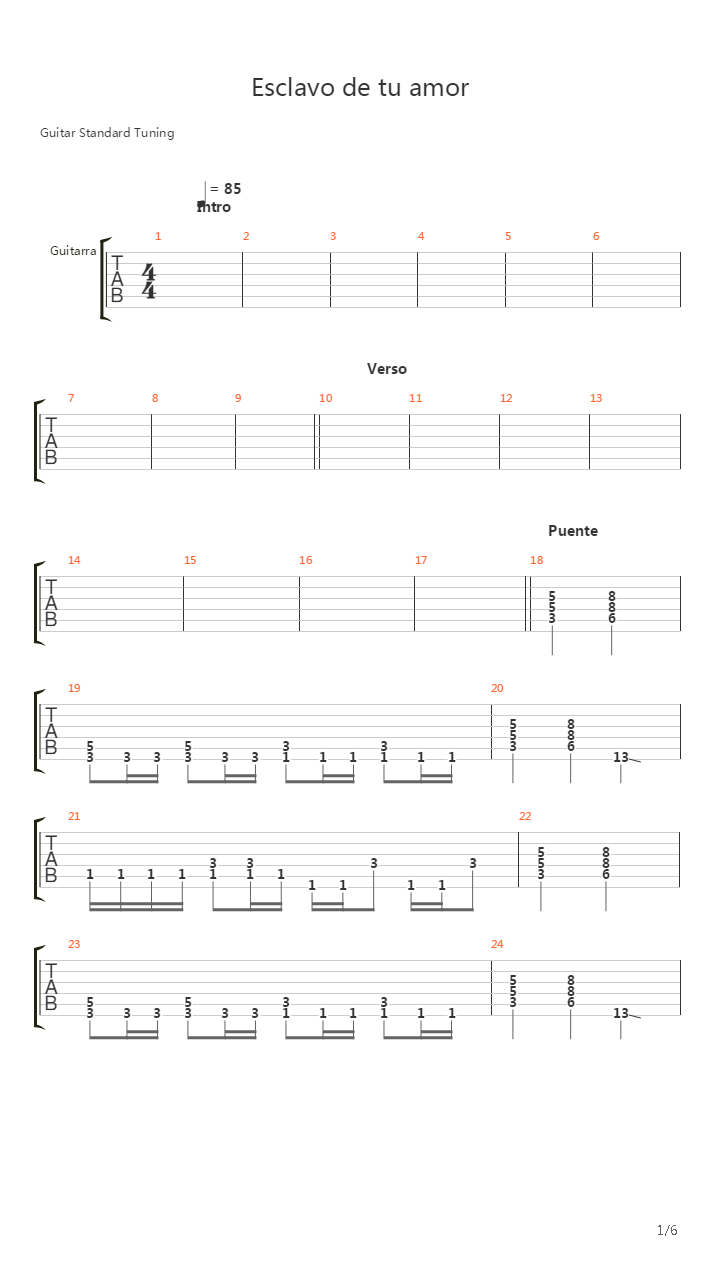 Esclavo De Tu Amor吉他谱