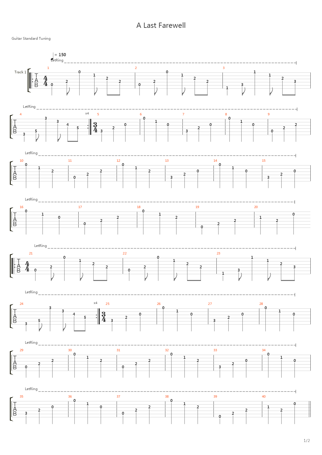 A Last Farewell吉他谱