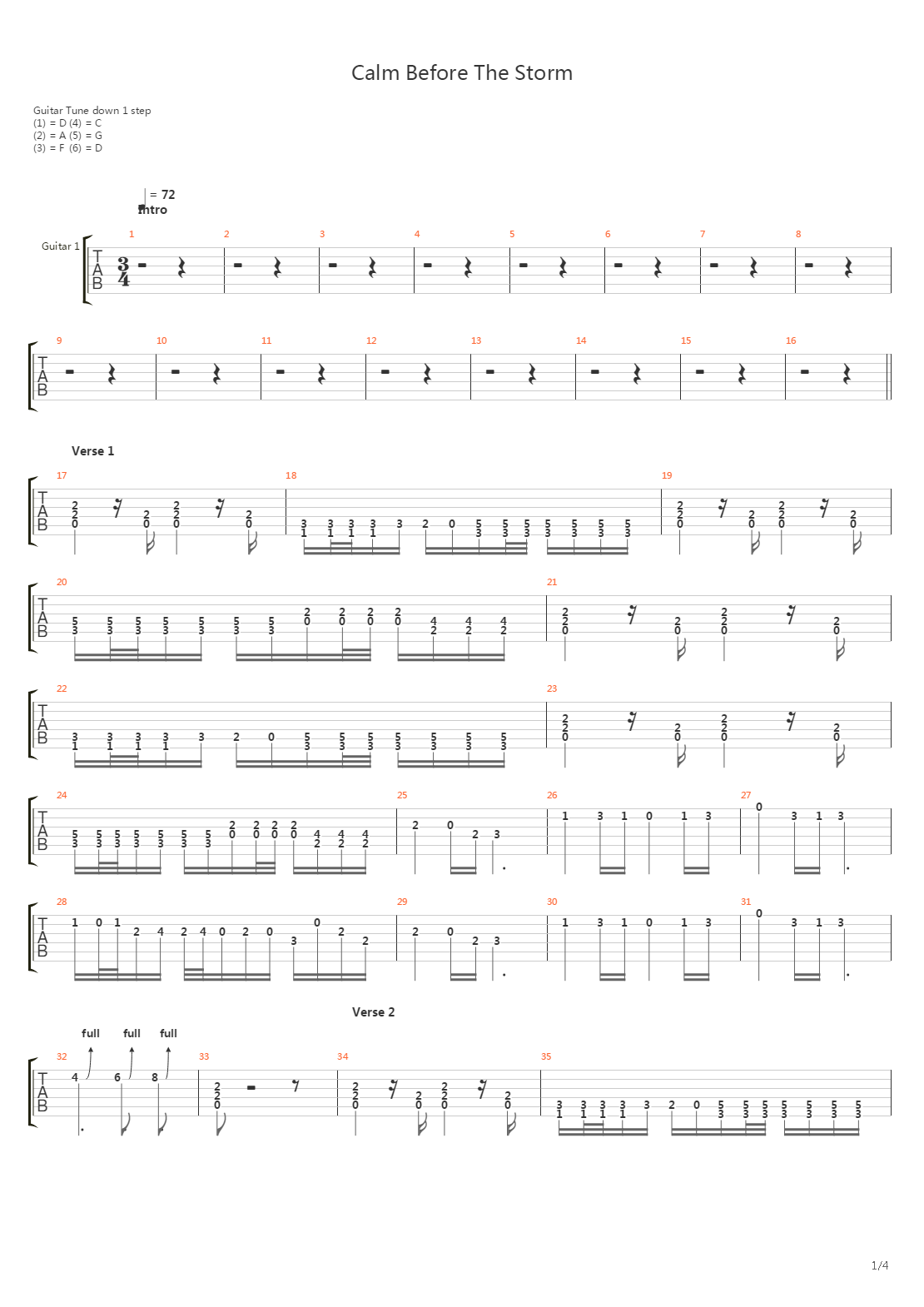 Calm Before The Storm吉他谱