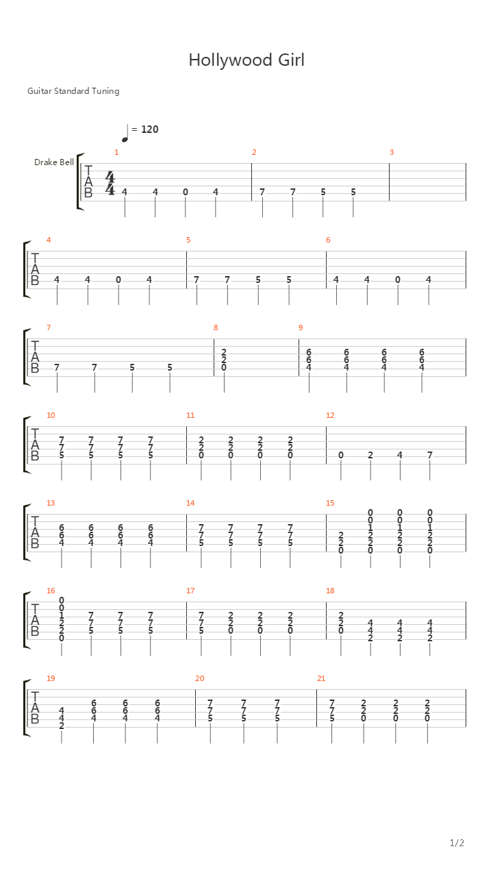 Hollywood Girl吉他谱