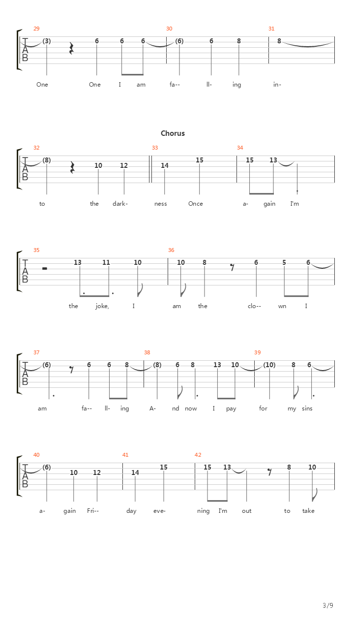 Falling吉他谱