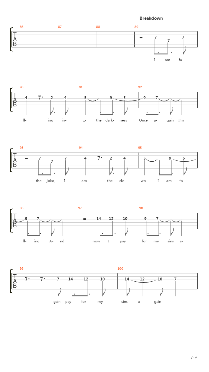 Falling吉他谱