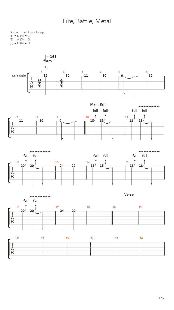 Fire Battle Metal吉他谱