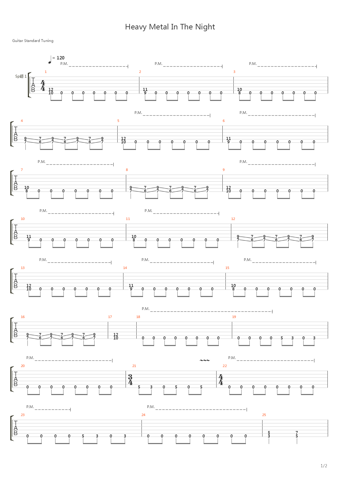 Heavy Metal In The Night吉他谱
