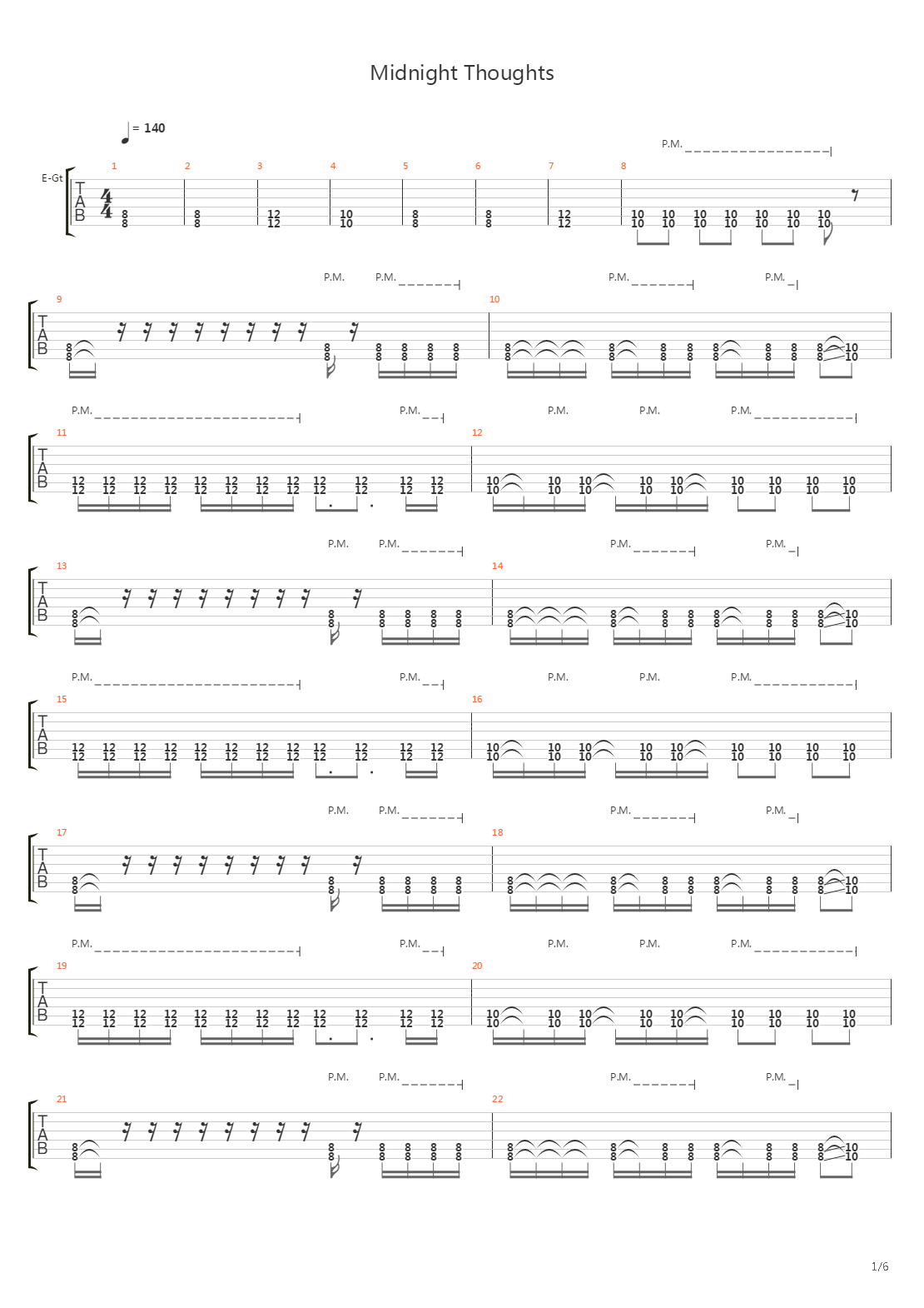 Midnight Thoughts吉他谱