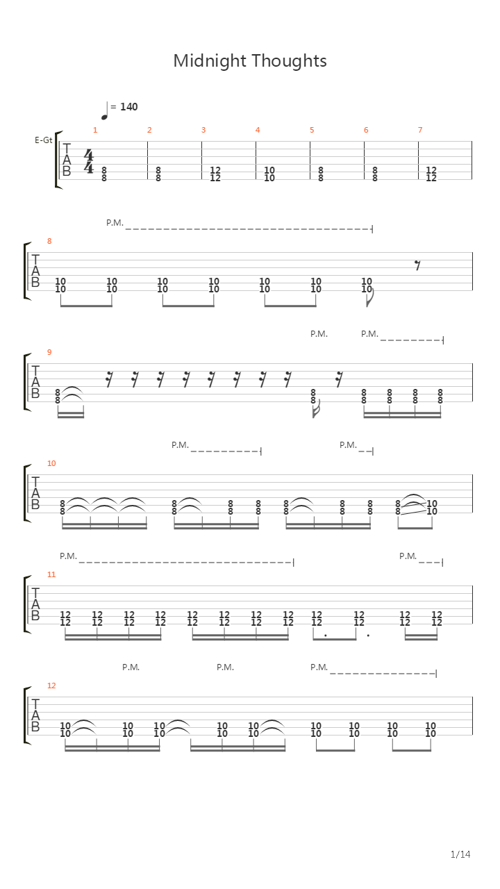 Midnight Thoughts吉他谱