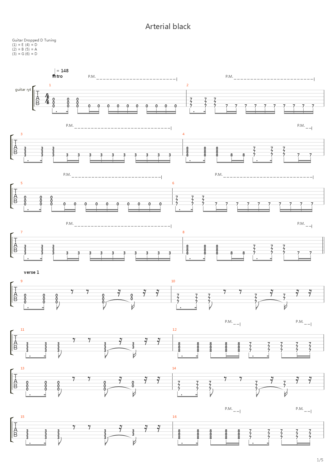 Arterial Black吉他谱