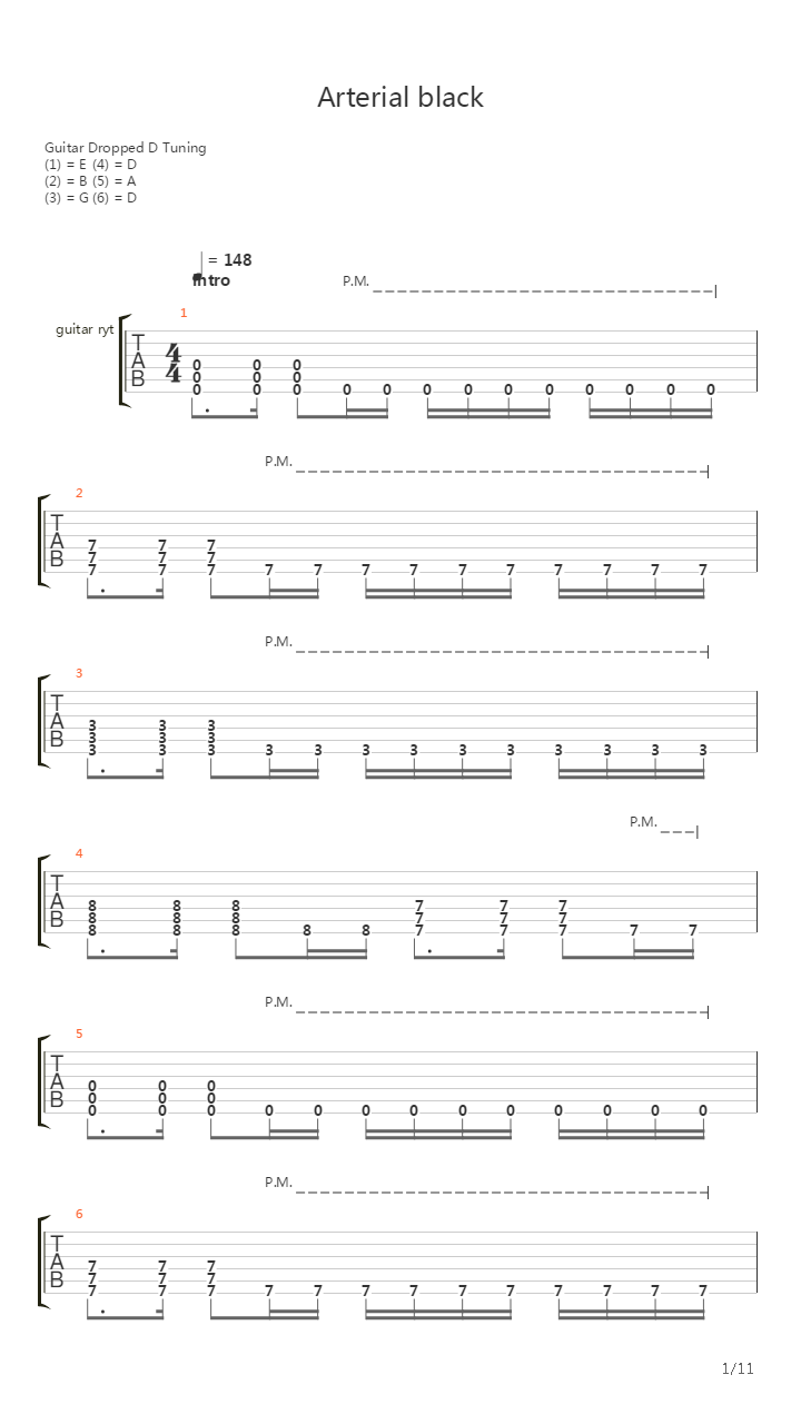 Arterial Black吉他谱