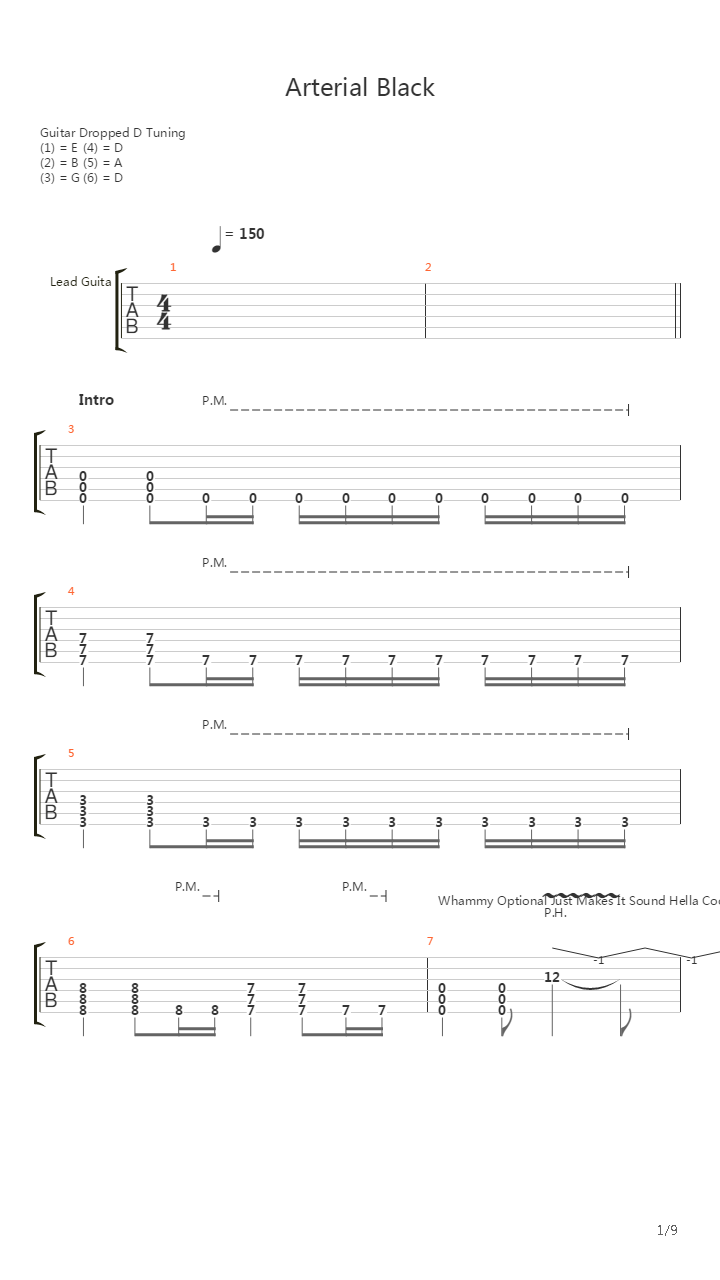 Arterial Black吉他谱