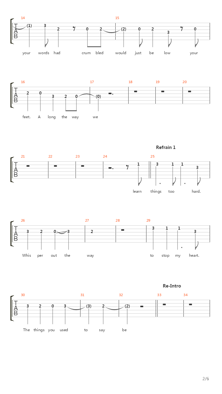 Arterial Black吉他谱
