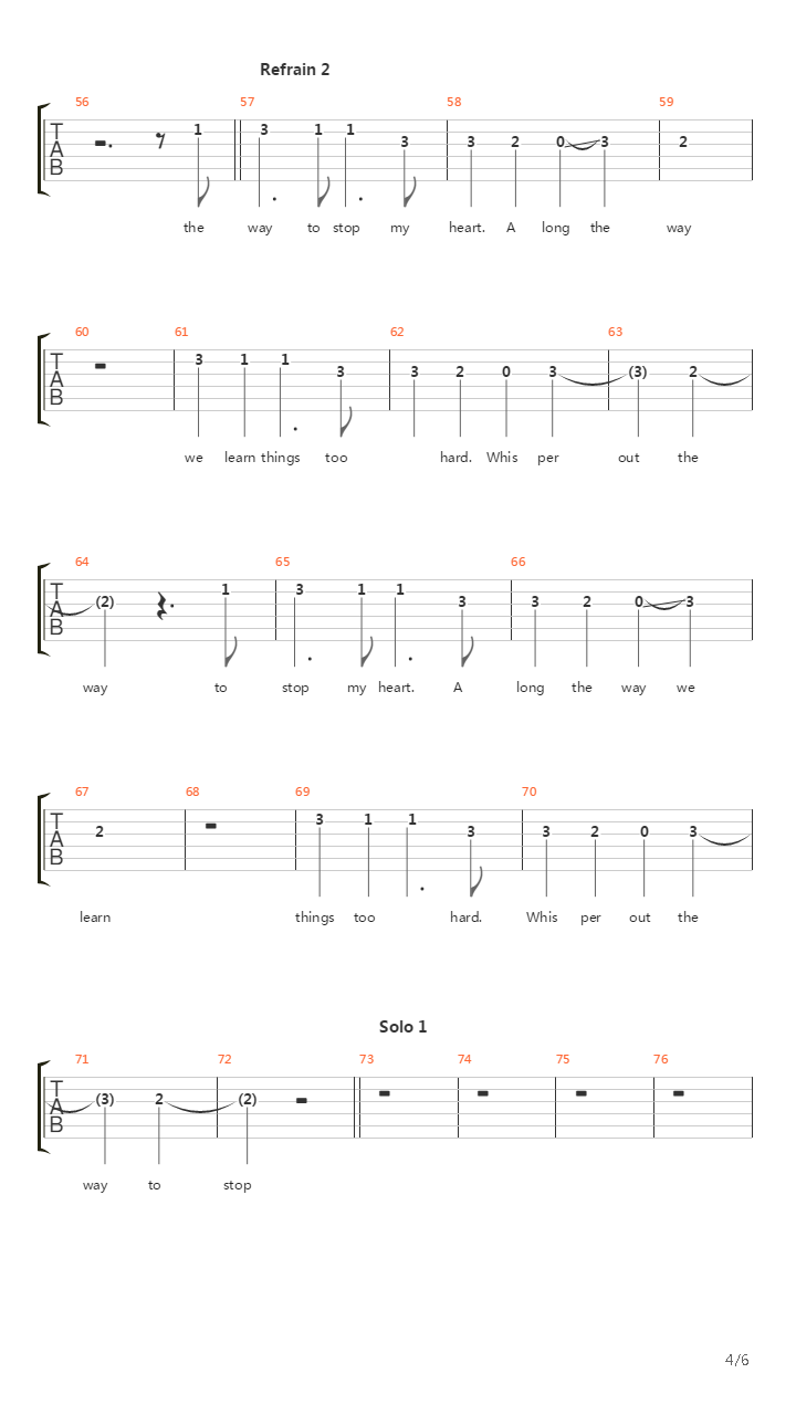 Arterial Black吉他谱