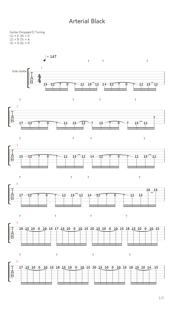 Arterial Black吉他谱