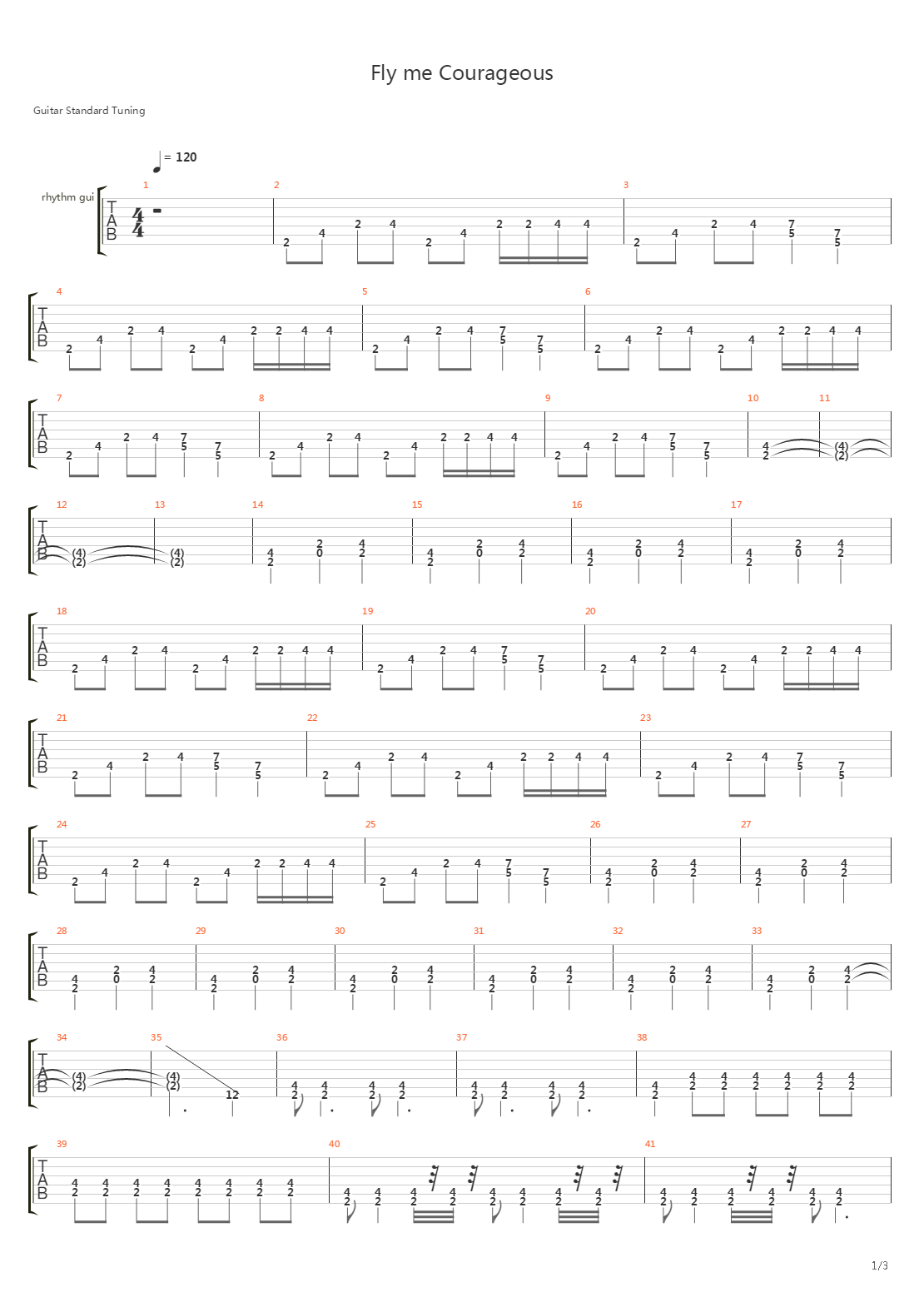 Fly Me Courageous吉他谱