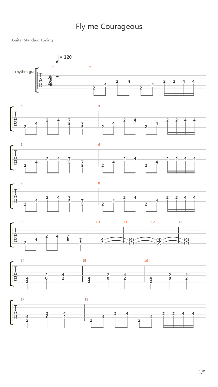 Fly Me Courageous吉他谱