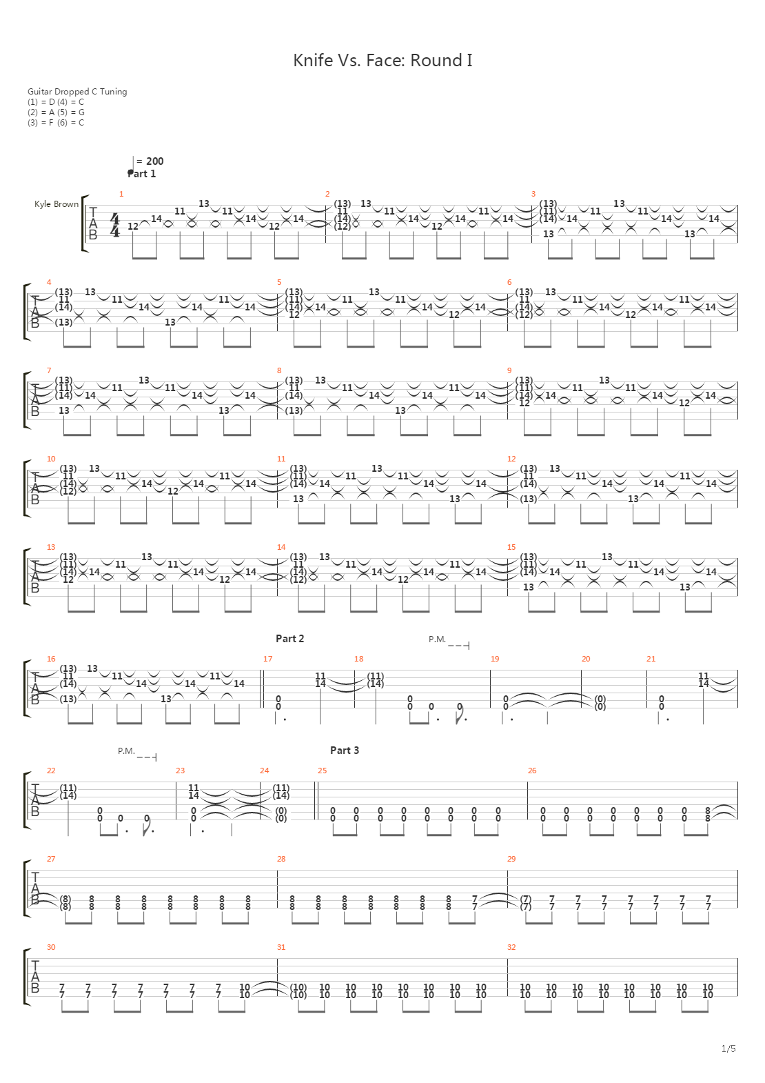 Knife Vs Face Round I吉他谱