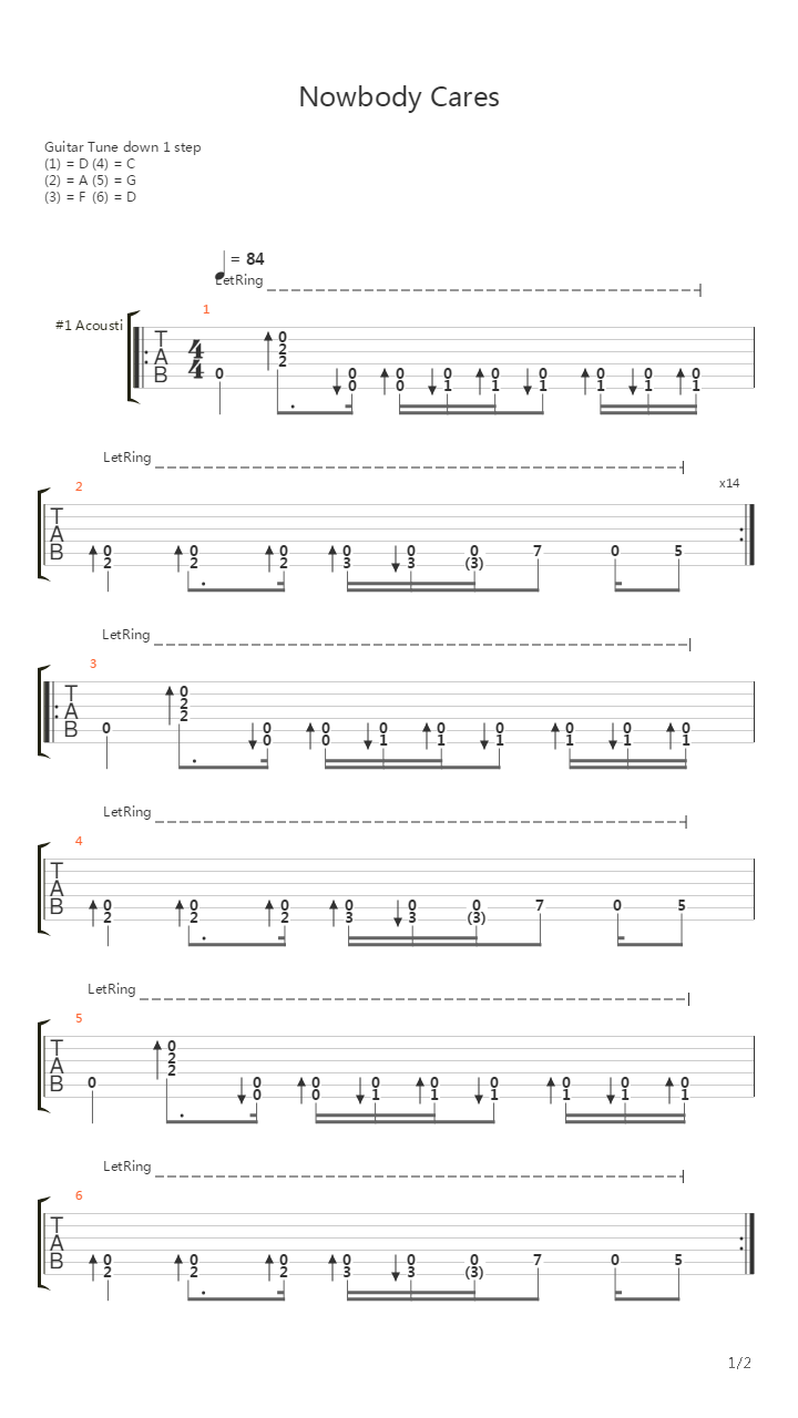 Nobody Cares吉他谱