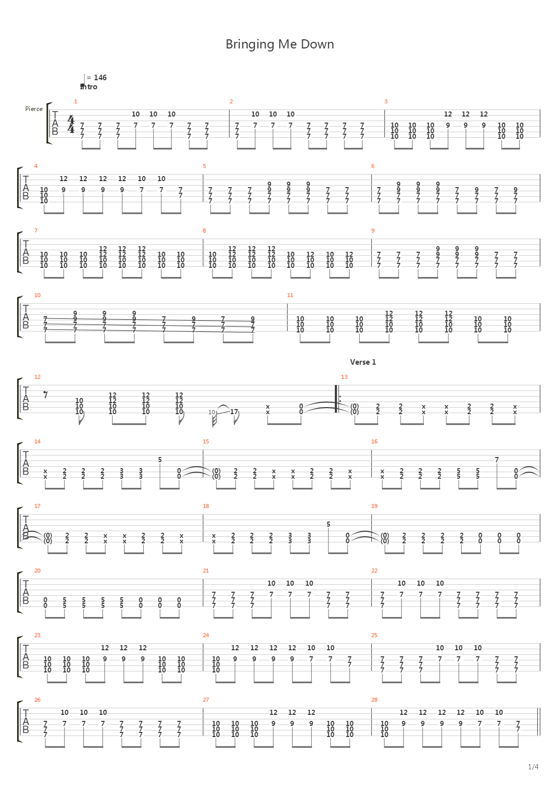 Bringing Me Down吉他谱