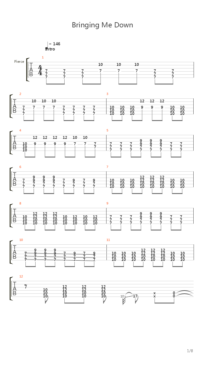 Bringing Me Down吉他谱