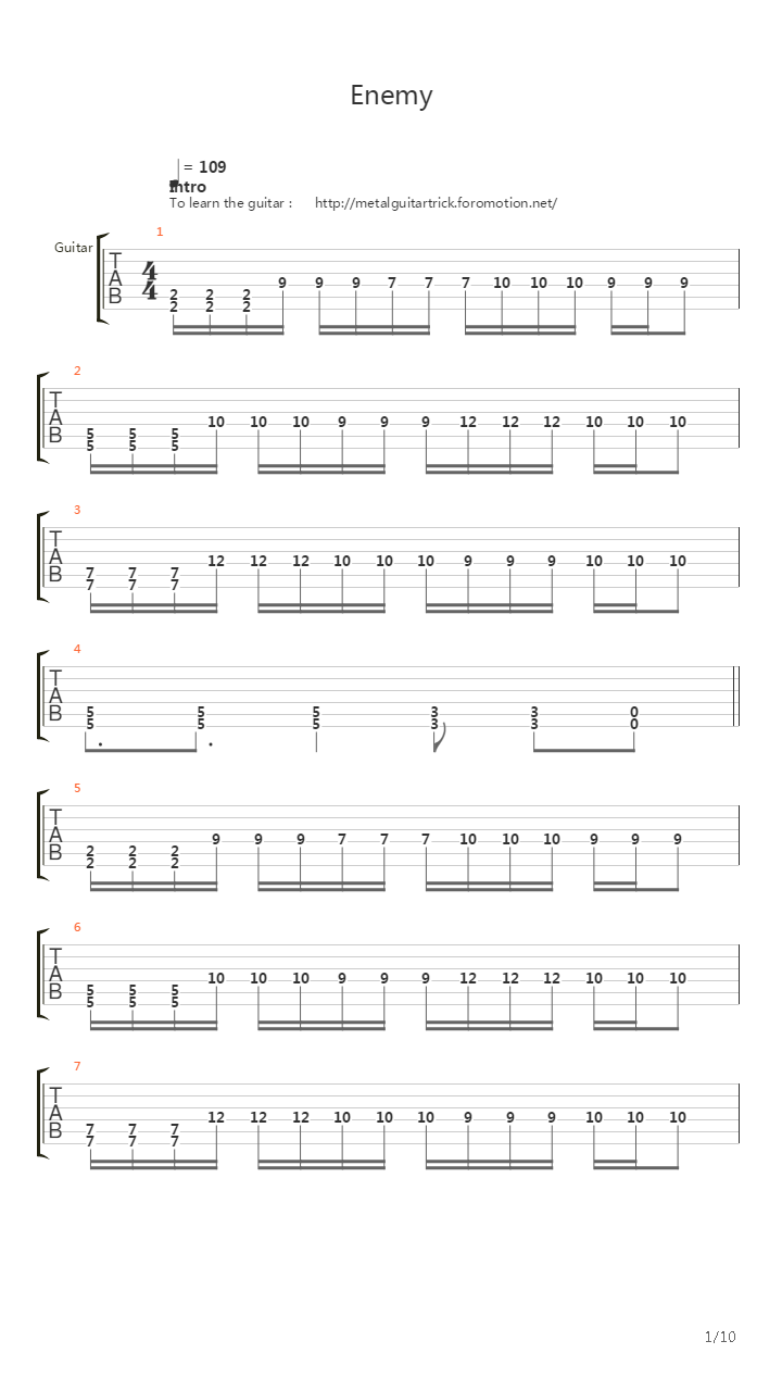 Enemy吉他谱