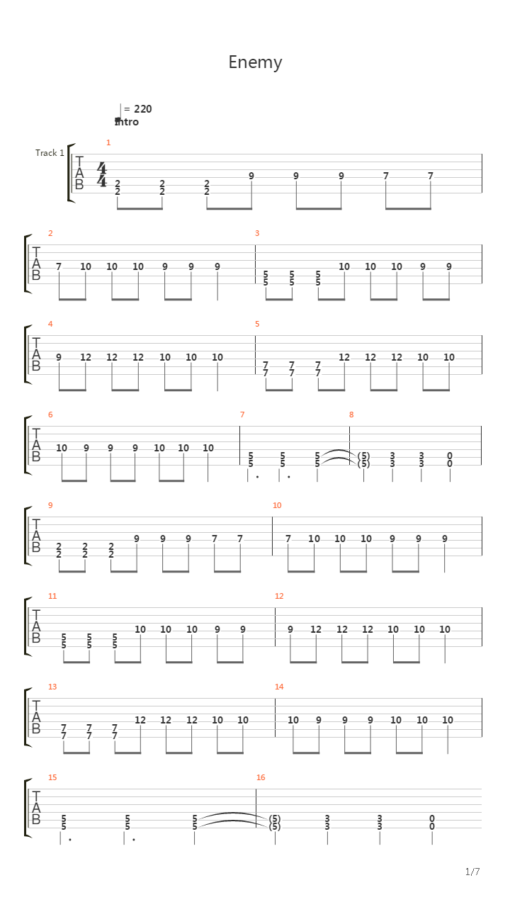 Enemy吉他谱