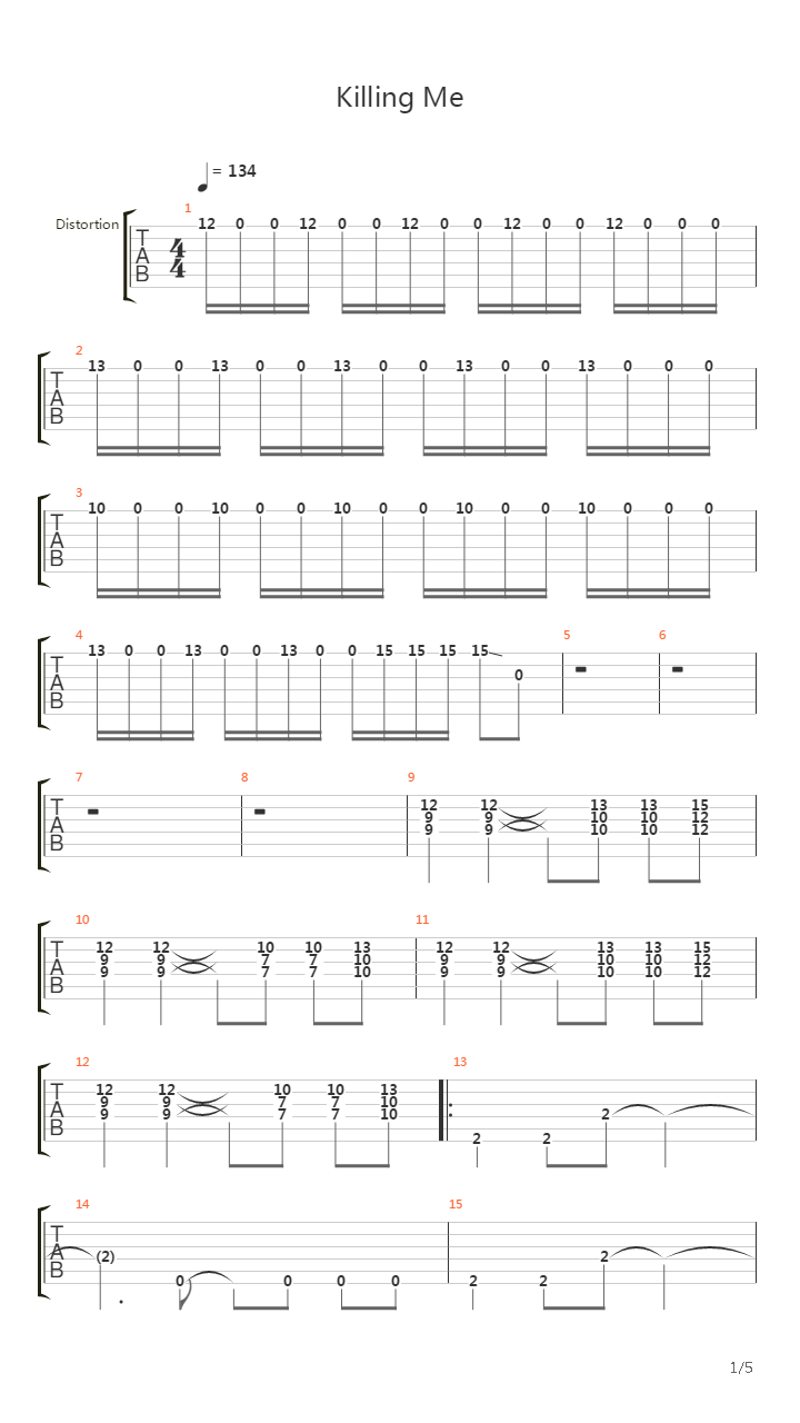 Killing Me吉他谱