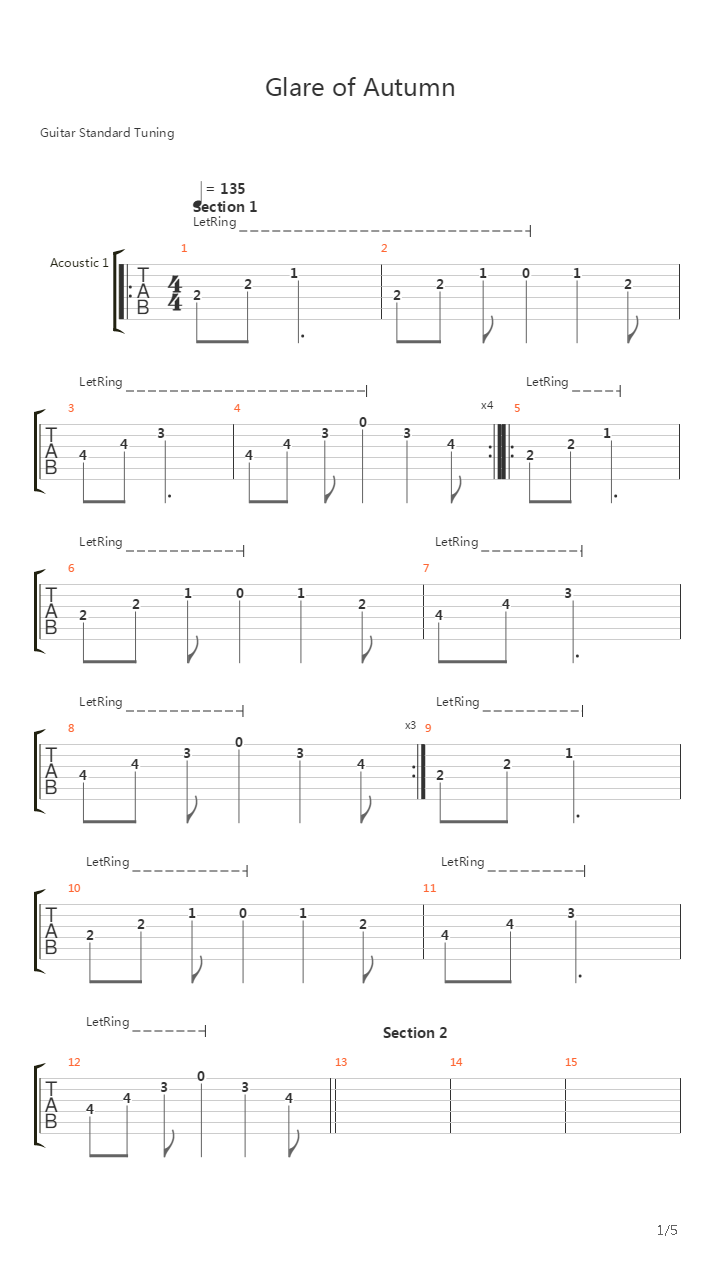Glare Of Autumn吉他谱