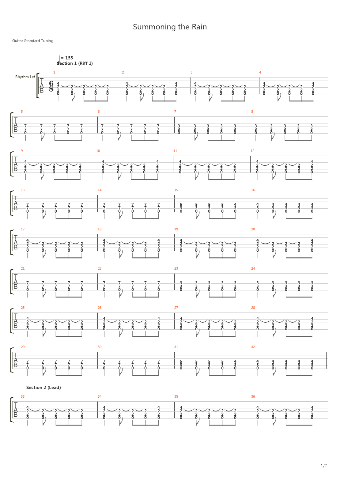 Summoning The Rain吉他谱