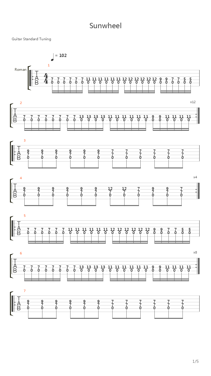 Sunwheel吉他谱