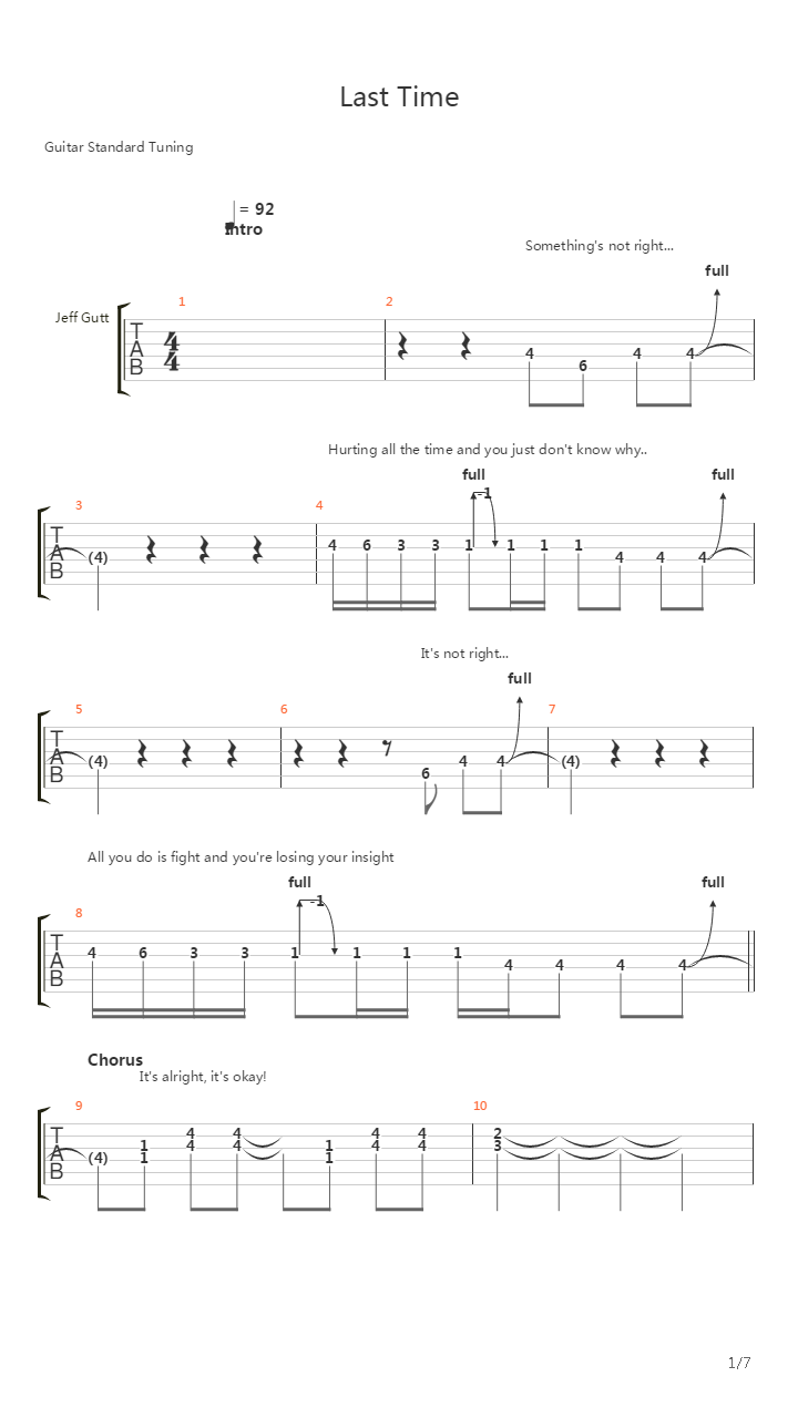 Last Time吉他谱