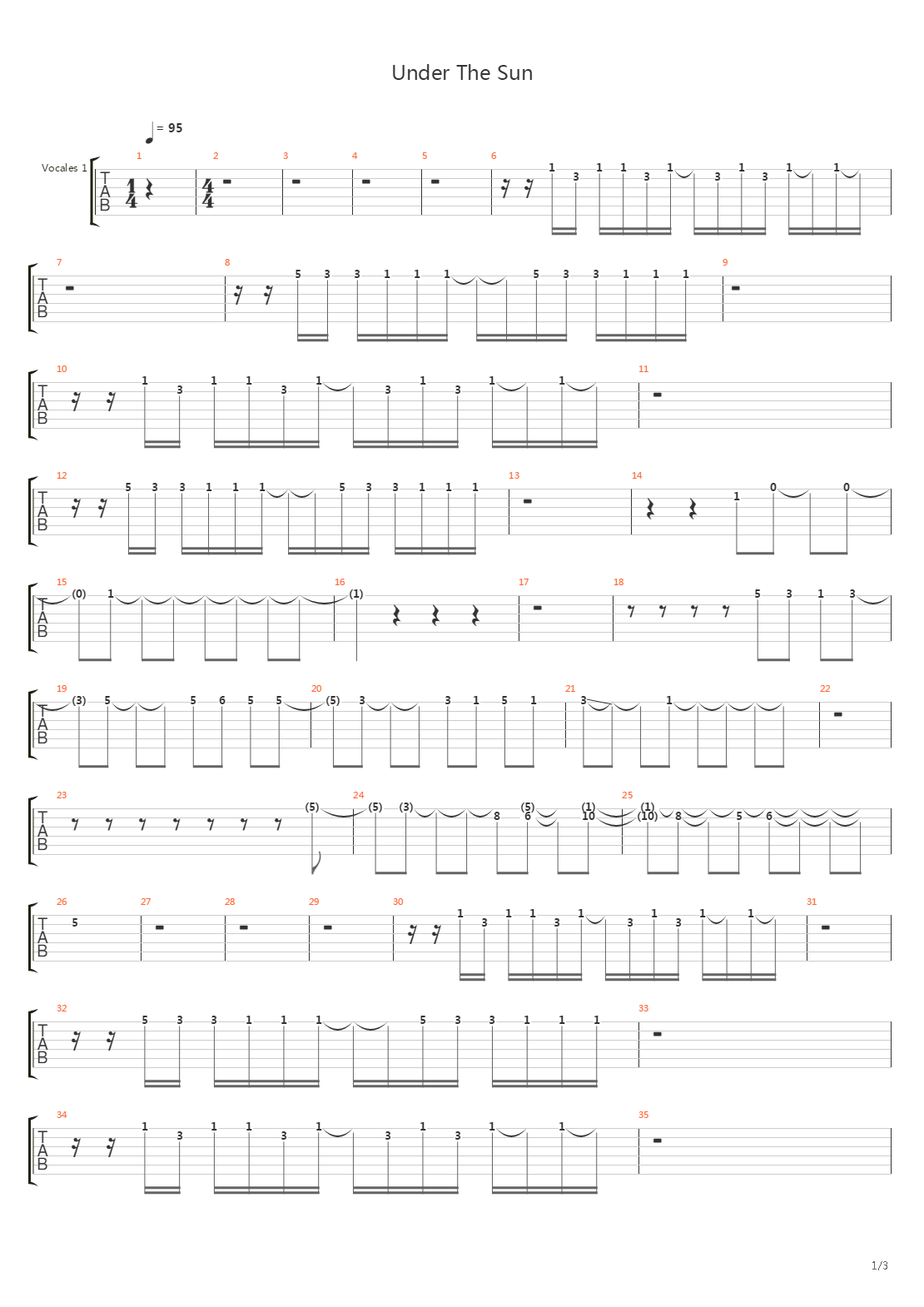 Under The Sun吉他谱