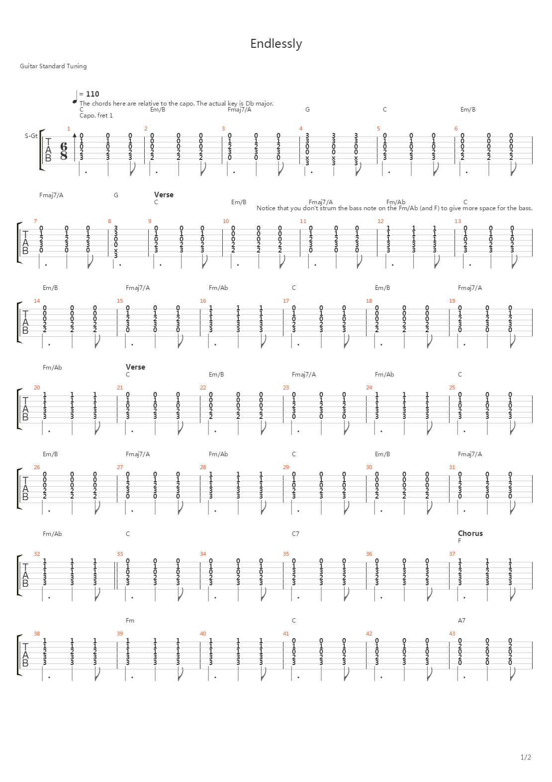 Endlessly吉他谱