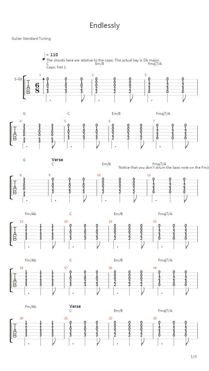 Endlessly吉他谱