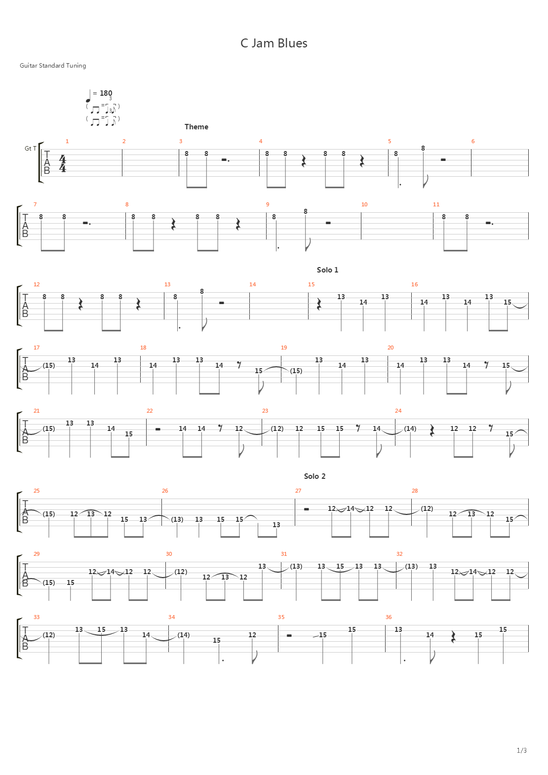 C Jam Blues吉他谱