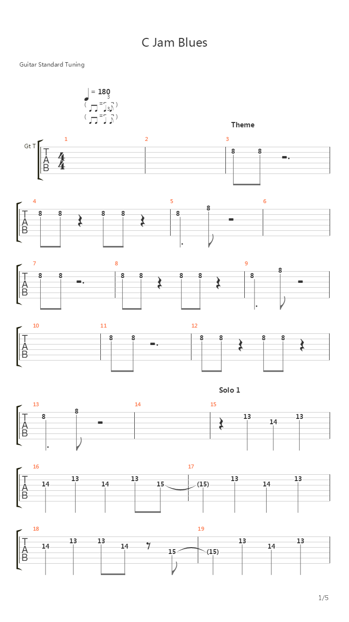 C Jam Blues吉他谱