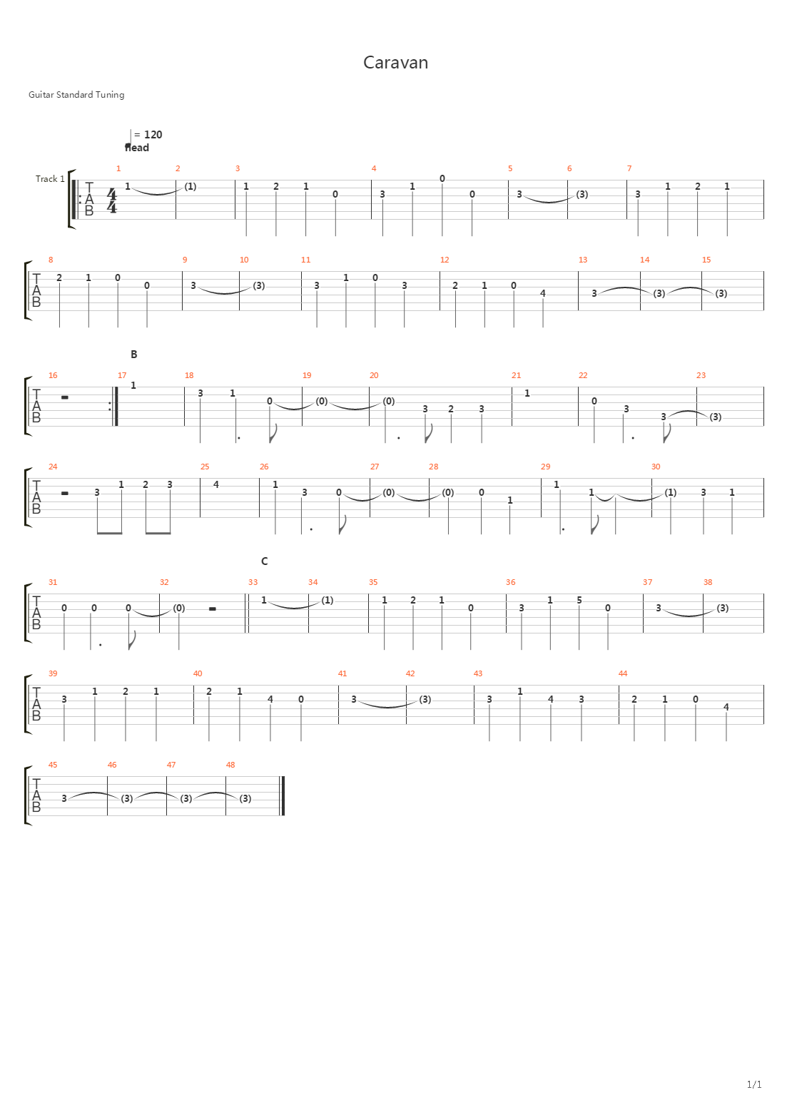 Caravan吉他谱