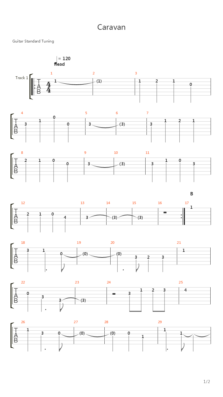 Caravan吉他谱