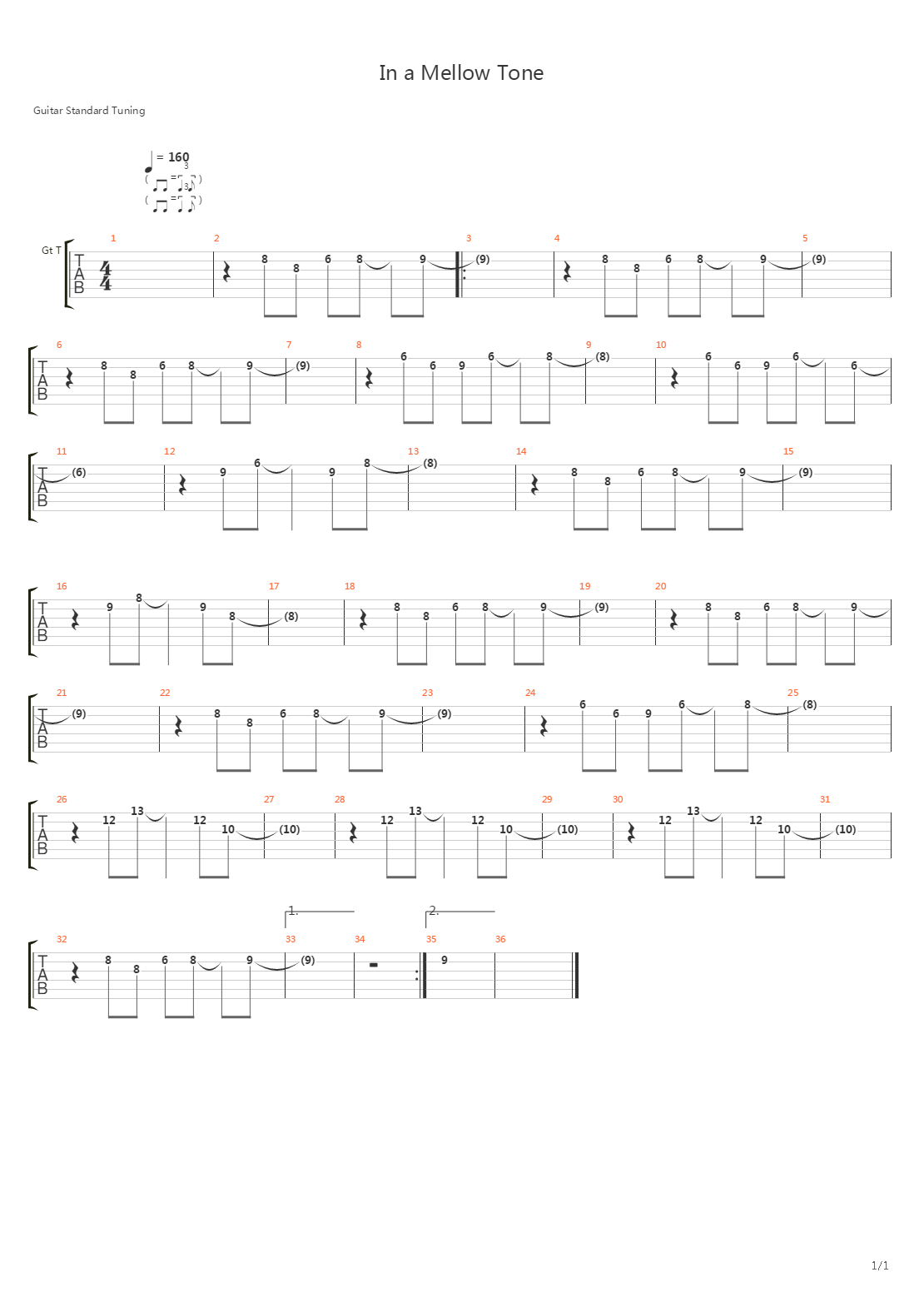 In A Mellow Tone吉他谱