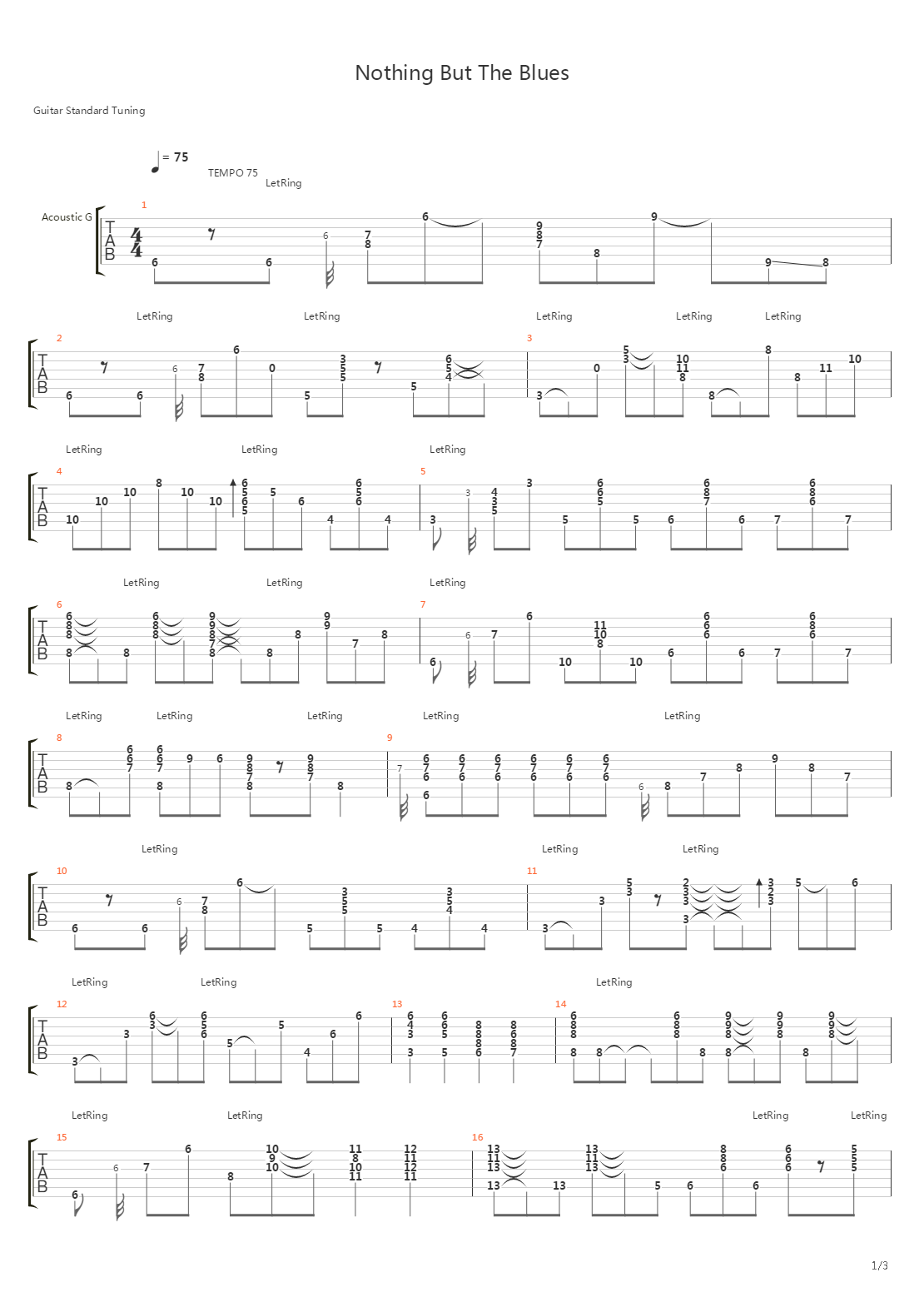 Nothing But The Blues吉他谱